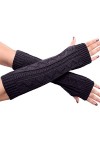 NIUREDLTD Gants dhiver en tricot pour femme - Noir - Gants dhiver en tricot - Gants dhiver chauds - Chauffe-mains Kawaii -