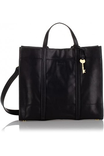 Fossil Sac pour femmes Carmen, Shopper en cuir/polyuréthane noir 30,8 cm L x 12,1 cm l x 26,4 cm H ZB7938001