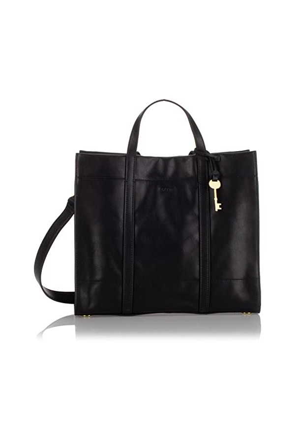 Fossil Sac pour femmes Carmen, Shopper en cuir/polyuréthane noir 30,8 cm L x 12,1 cm l x 26,4 cm H ZB7938001