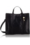 Fossil Sac pour femmes Carmen, Shopper en cuir/polyuréthane noir 30,8 cm L x 12,1 cm l x 26,4 cm H ZB7938001