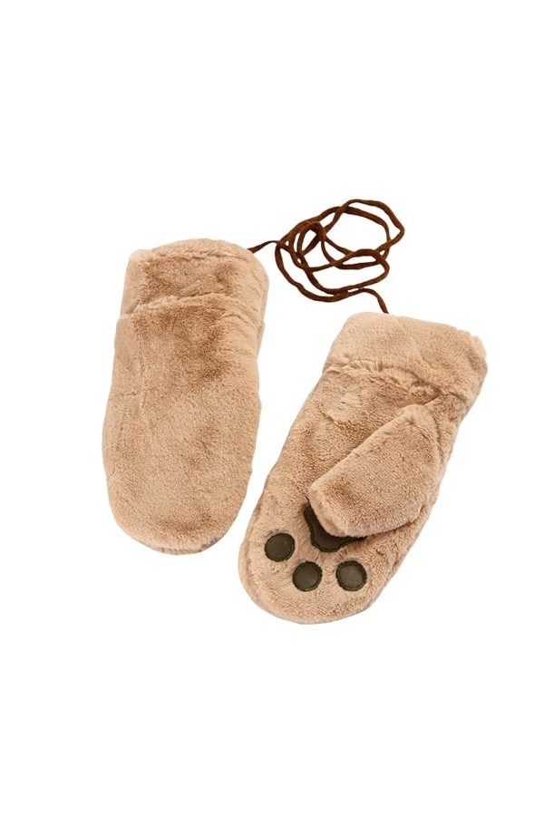 Générique Moufles en Peluche Mignon Femme Hiver Chaud Doux Moufles Chaude Épaisse Gants Polaire Mitaines Gloves Mignon Patte 