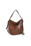 Fossil Sac pour femmes Jolie, Hobo en cuir écologique et garniture en polyuréthane marron 30,48 cm L x 12,7 cm l x 33,02 cm H