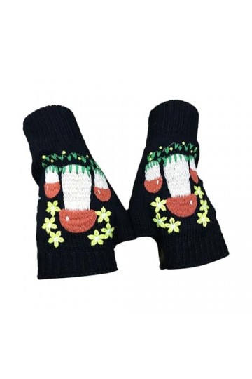 Moufles pour femmes par temps froid chauffants hiver européen et américain chaud adulte gants en laine tricotée brodée gants 