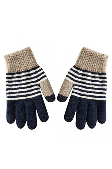 Gants dhiver pour femme - Gants chauds en tricot - Poignets élastiques - Gants dhiver pour homme - Moufles bleu marine, ta