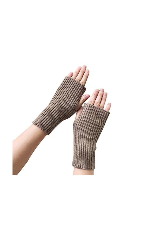 NIUREDLTD Mitaines tricotées sans doigts Mitaines tricotées Mitaines tricotées Noir Long Unisexe pour Moufles Taille unique, 