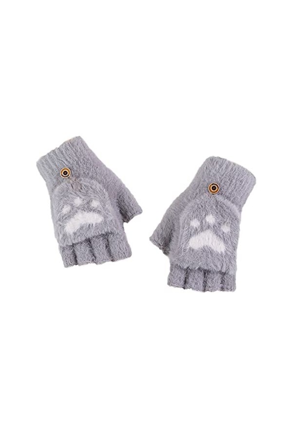 Dapei Mitaines dhiver épaisses et chaudes à rabat pour les étudiants, léquitation, lécriture, gants tricotés demi-doigts e