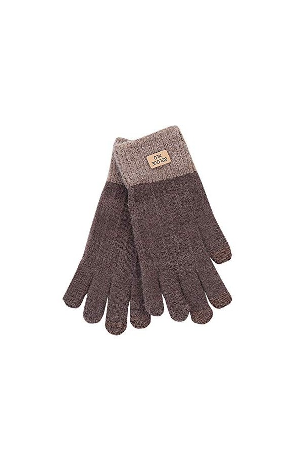 Gants pour écran tactile pour femme Plus tricotés coupe-vent en laine et velours épais pour homme Moufles isolées par temps f