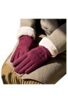 EMAlusher Gants pour femme Minces - Coupe-vent Chaud Épaissi Gants Brodés Moufles Moufles Doux Gants en Velours Tricoté Hiver