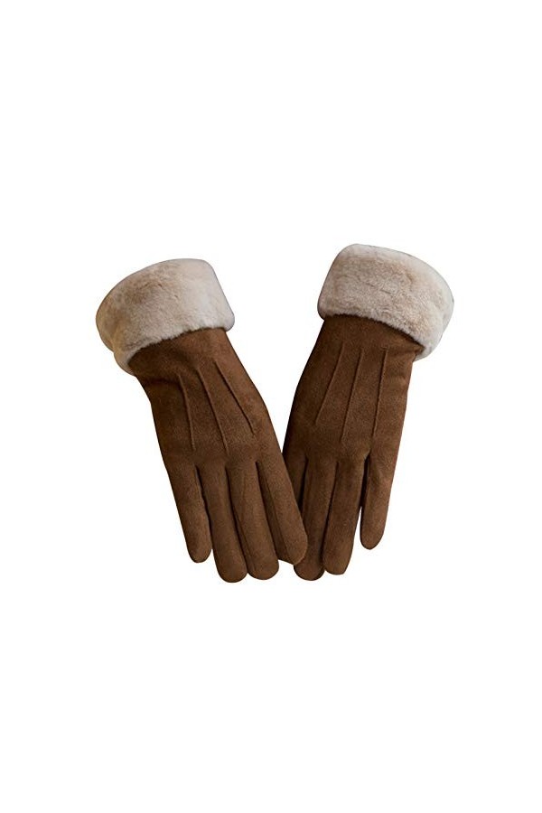 EMAlusher Gants pour femme Minces - Coupe-vent Chaud Épaissi Gants Brodés Moufles Moufles Doux Gants en Velours Tricoté Hiver