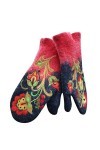 Moufles pour femme - Gants de Noël chauffants pour temps froid - Gants colorés brodés pour femme - Gants chauds