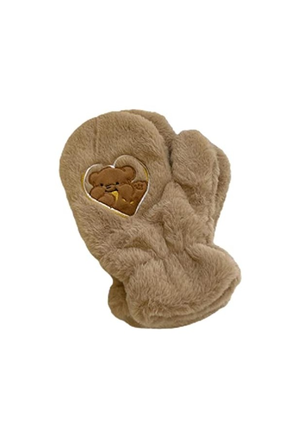 Gants dhiver pour femme - Doublure chaude - Gants épais et confortables - Motif dours - Moufles dhiver pour adultes - Pour