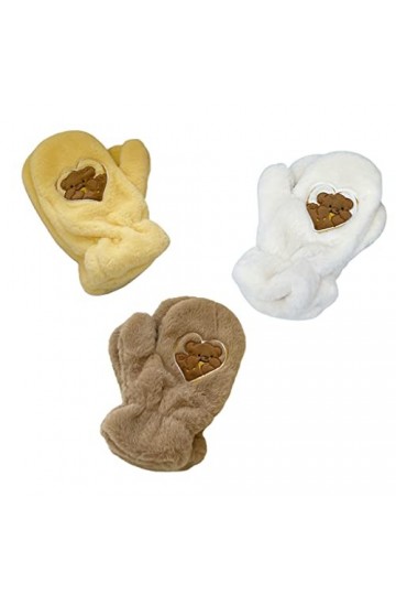 Gants dhiver pour femme - Doublure chaude - Gants épais et confortables - Motif dours - Moufles dhiver pour adultes - Pour