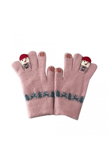 Femmes Automne Hiver Décontracté Mignon Petit Bonhomme De Neige Décoratif Chaud Tricoté Moufles Tactiles Costume Femme Robe C