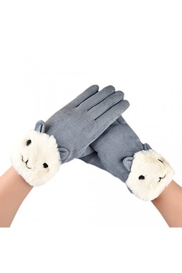 JIYAYUIX Gants en laine pour femme résistants au froid en peluche pour lextérieur et léquitation, en automne et en hiver, m