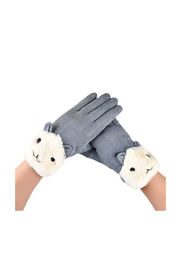 JIYAYUIX Gants en laine pour femme résistants au froid en peluche pour lextérieur et léquitation, en automne et en hiver, m