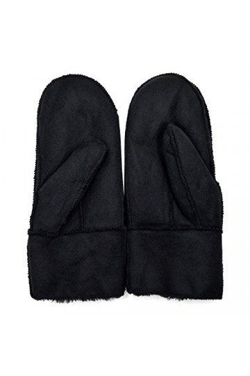 Millya UK Gants thermiques dhiver chauds en daim pour homme et femme avec poignets en peluche, a-noir, taille unique