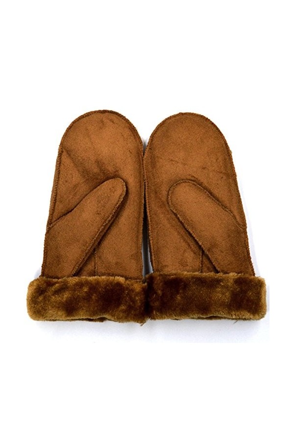 Millya UK Gants thermiques dhiver chauds en daim pour homme et femme avec poignets en peluche, a-noir, taille unique