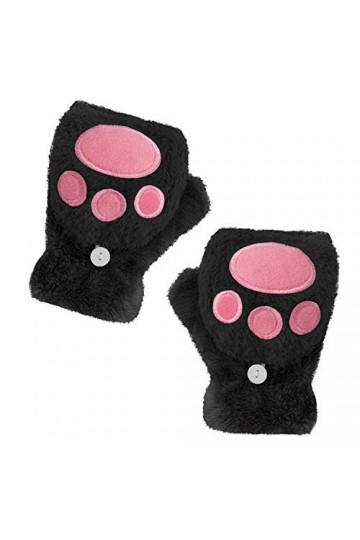 JIAHFR Gants Demi-doigts Femmes Peluche Gant Moufle en Patte dours Moufle Moufle Thermique Gant Hiver Gant Adulte Chaud pour