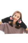 JIAHFR Gants Demi-doigts Femmes Peluche Gant Moufle en Patte dours Moufle Moufle Thermique Gant Hiver Gant Adulte Chaud pour