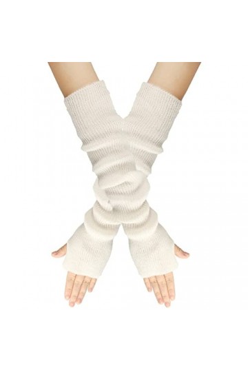 rtdgcv Mitaines tricotées unies avec gants chauds unisexes blancs pour femme avec dentelle Gants dhiver en laine tricotée Mi