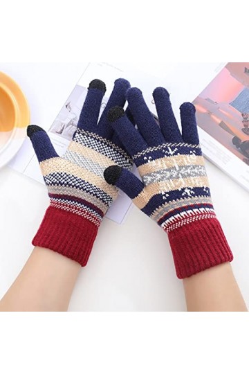 Gants tricotés chauds pour femmes et hommes, moufles dhiver pour garder au chaud Noël, flocons de neige, tricot, golf, équit