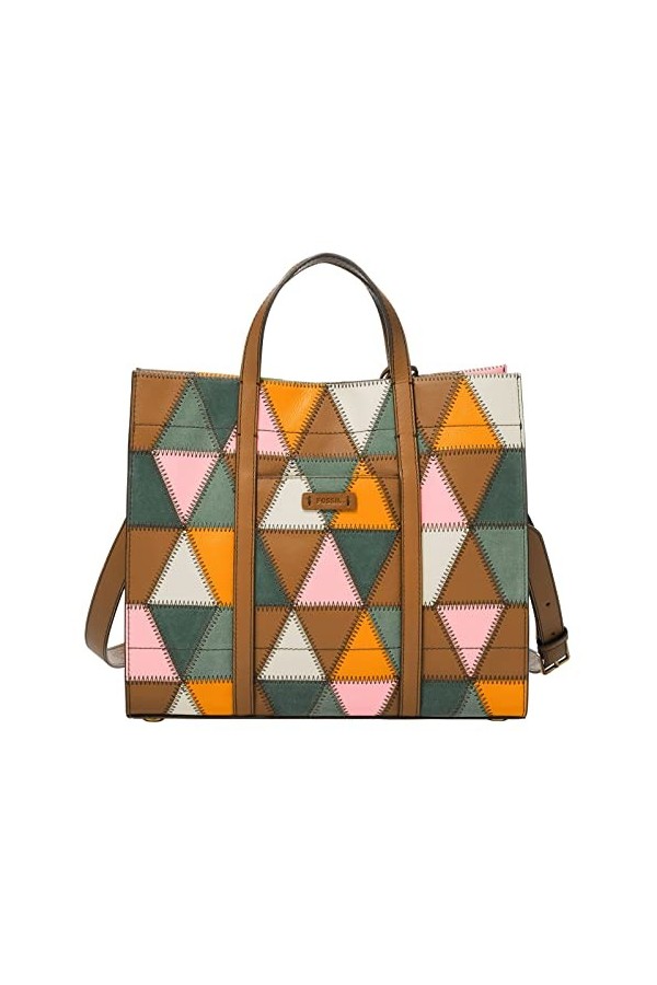 Fossil Sac pour femmes Carmen, Shopper en cuir patchwork clair 30.8 cm L x 12 cm W x 26.3 cm H ZB1664195