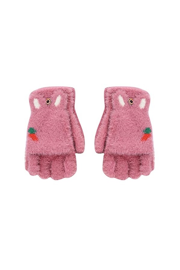 Dapei Mitaines dhiver épaisses et chaudes à rabat pour les étudiants, équitation, écriture, gants demi-doigts en laine pour 