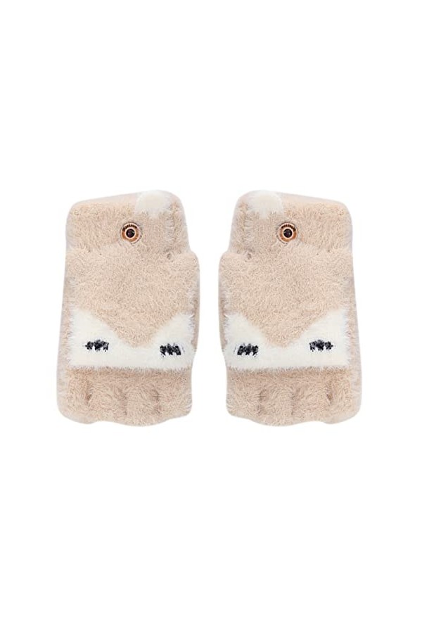 Dapei Mitaines dhiver épaisses et chaudes à rabat pour les étudiants, léquitation, lécriture, gants tricotés demi-doigts e