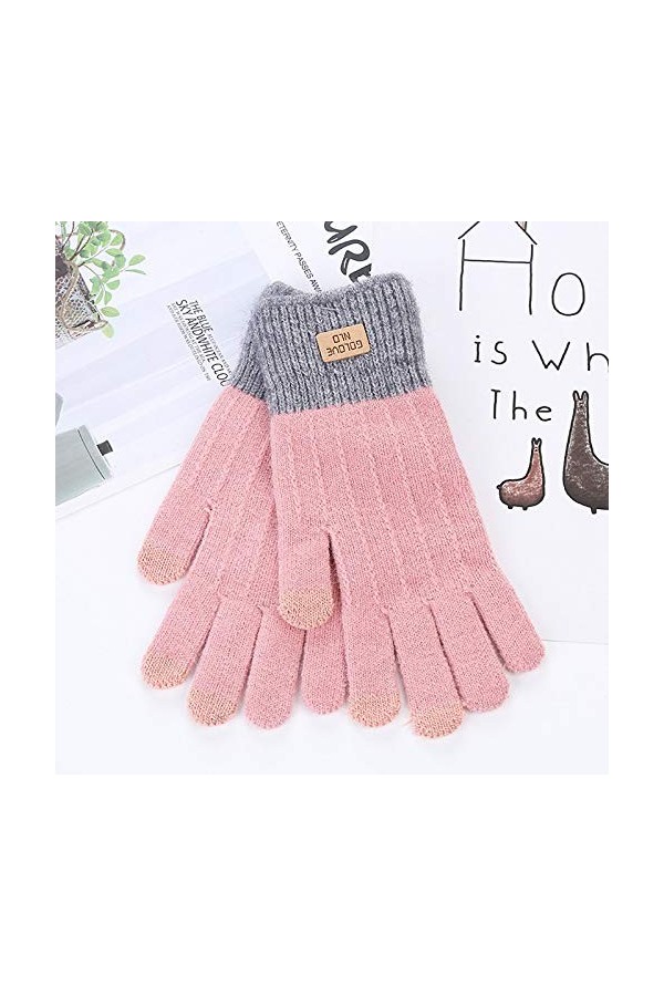 Gants pour écran tactile pour femme Plus tricotés coupe-vent en laine et velours épais pour homme Moufles isolées par temps f