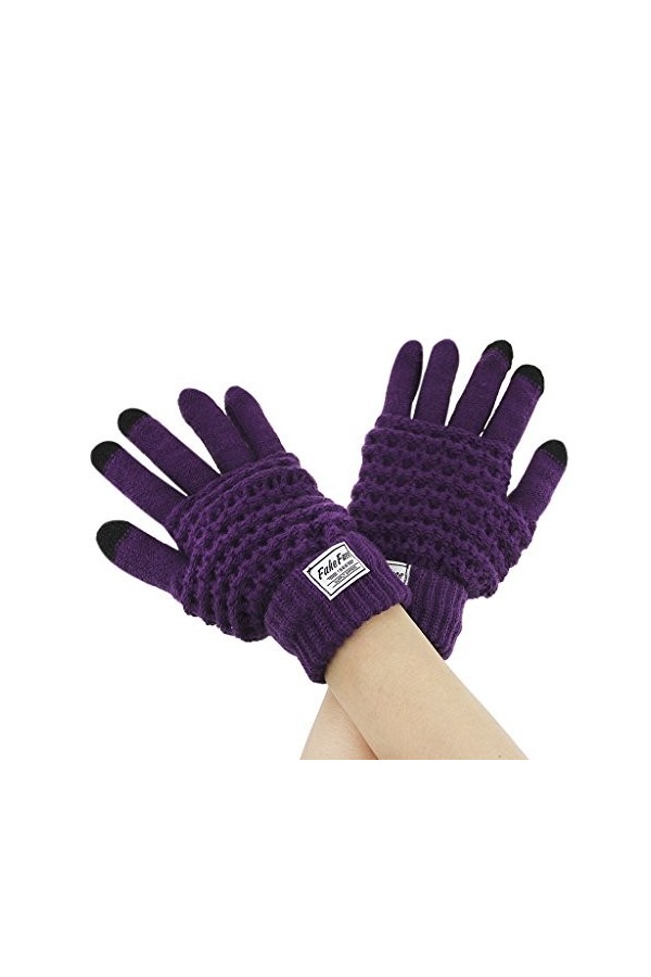 Gants Femme Homme Moufles Tricotés à Laine Hiver Fille Garçon Gants Doigts Complets Chaudes Thermique Douce Mitaines Ecran Ta