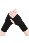 IBLUELOVER Mitaines Femme Fille Gants en Tricot Crochet Longue Bras Gants Souple Chauds Moufles Demi-Doigt Thermique Gloves É