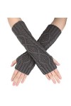 IBLUELOVER Mitaines Femme Fille Gants en Tricot Crochet Longue Bras Gants Souple Chauds Moufles Demi-Doigt Thermique Gloves É