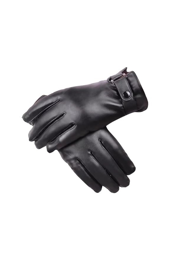 Gants dhiver en cuir pour écran tactile - Gants coupe-vent pour femme - Doublure polaire épaisse - Pour conduite de moto - G