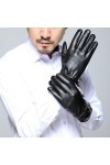 Gants dhiver en cuir pour écran tactile - Gants coupe-vent pour femme - Doublure polaire épaisse - Pour conduite de moto - G