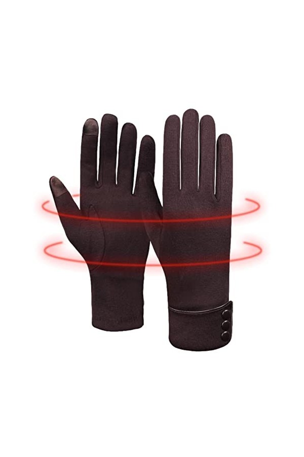 BEMITH Gants pour écran tactile femme | Gants coupe-vent chauds pour écran tactile - Moufles à doigts complets avec nœud à la