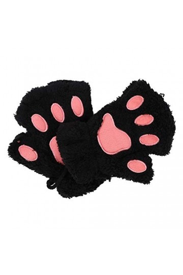 ITODA Mignon Mitaines dhiver Griffe de Chat pour Femme Filles Gants de Demi-Doigts Hiver en Peluche Gants Epais Chaud Confor