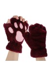 ITODA Mignon Mitaines dhiver Griffe de Chat pour Femme Filles Gants de Demi-Doigts Hiver en Peluche Gants Epais Chaud Confor