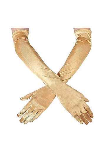 Gants sexy pour femme - Pour soirée de mariage - Tenue longue - Pour adulte - Gants - Moufles pour enfant doré, taille uniqu