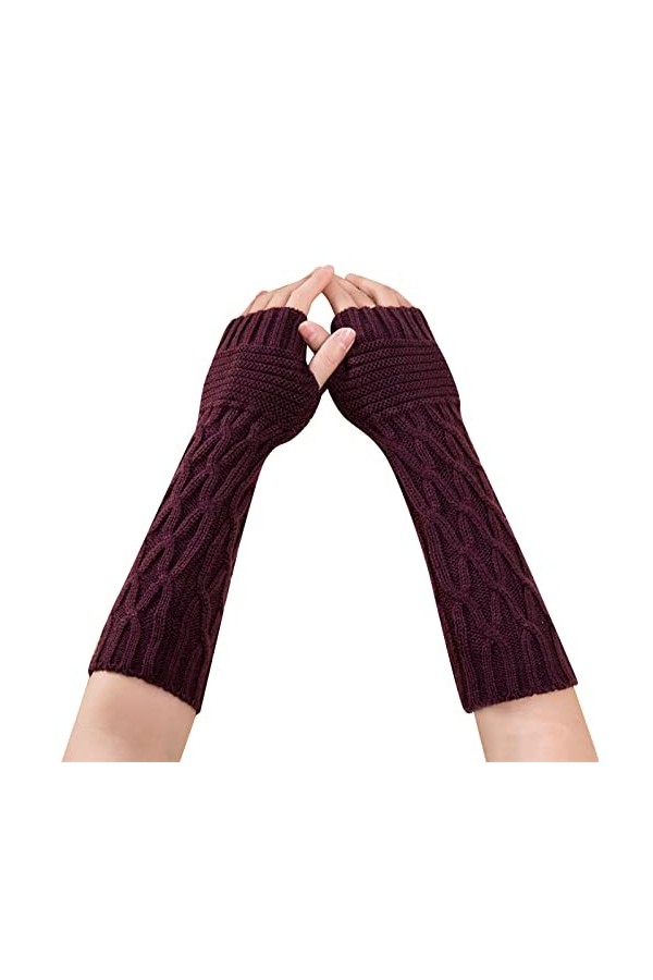 Gants dhiver en tricot - Accessoires de cosplay - Manches pour femmes - Hiver - Automne - Chauffe-mains Kawaii - Longueur do