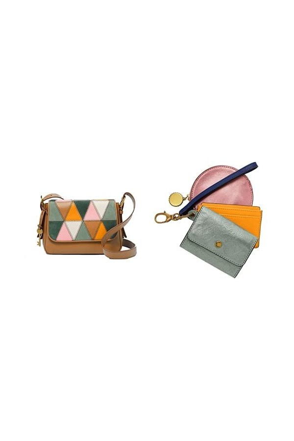 Fossil Petit porte-Monnaie à Rabaten Cuir Patchwork Harper, ZB1676195 + Porte-Monnaie en Cuir Écologique Rio pour Femme, SLG1