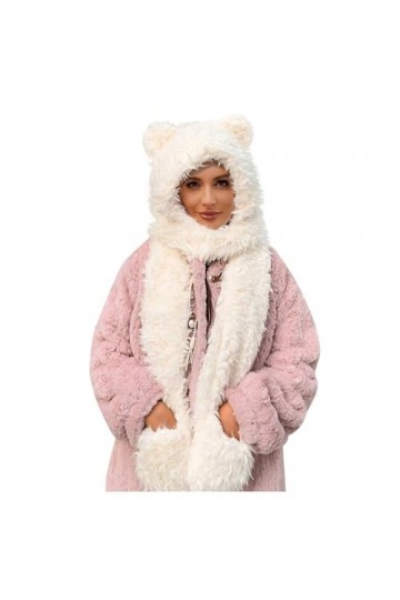 Caxndycing Écharpe dhiver 3 en 1 pour femme avec moufles thermique en fausse fourrure - Coupe-vent - Protection contre le fr