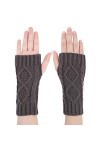ITODA Gants Hiver en Tricoté pour Femme Mitaine sans Doigts Chaud Epais Moufles Thermique dhiver Gants Chaudes Poignet avec 