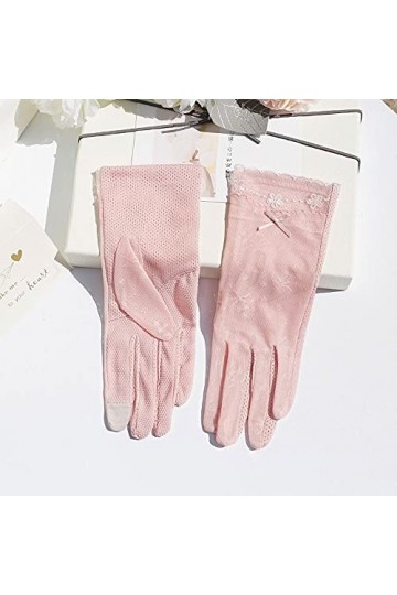 Yoaodpei Gants de crème solaire de la soie à glace dété, dames anti-ultraviolet dentelle élégante gant respirant, courte, lé
