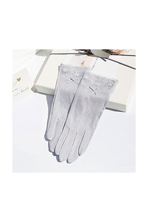 Yoaodpei Gants de crème solaire de la soie à glace dété, dames anti-ultraviolet dentelle élégante gant respirant, courte, lé
