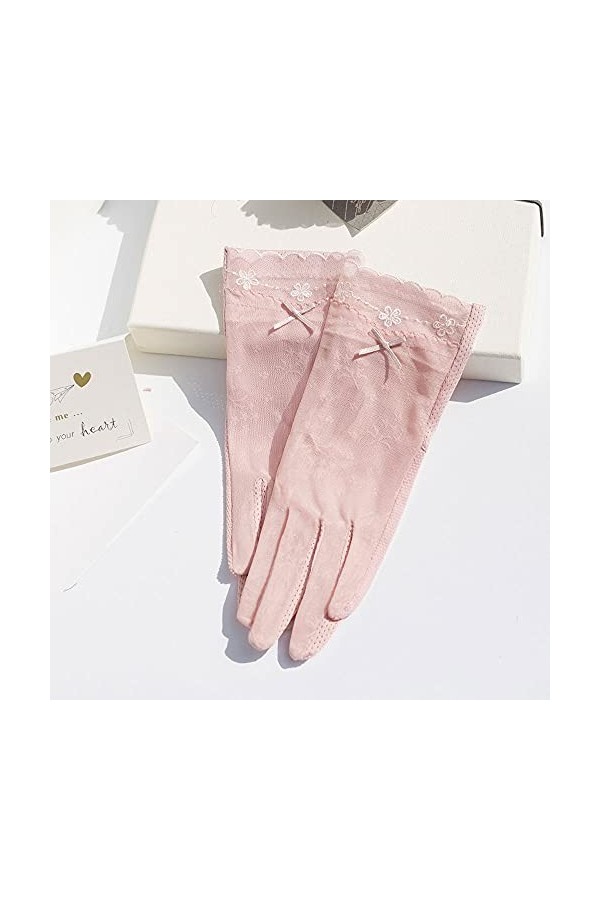 Yoaodpei Gants de crème solaire de la soie à glace dété, dames anti-ultraviolet dentelle élégante gant respirant, courte, lé