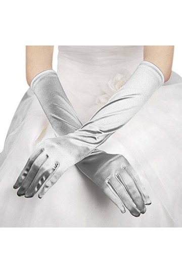 Long Gants Coude Satin Gants de Soirée Opéra Gants Mariage Mariée Femme élégante Accessoire de Robe Mitaines Gothique Opéra B