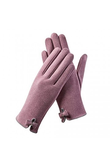 CXj220 Gants chauds en polaire pour femme avec nœud mignon et antidérapant Violet Taille unique