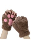IBLUELOVER Mitaines Hiver Femme Gants Chauds Épaisses Gants en Peluche Gloves Mignon Patte de Chat Ours Gants de Ski Doux Con