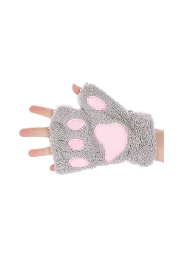 IBLUELOVER Mitaines Hiver Femme Gants Chauds Épaisses Gants en Peluche Gloves Mignon Patte de Chat Ours Gants de Ski Doux Con
