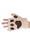 IBLUELOVER Mitaines Hiver Femme Gants Chauds Épaisses Gants en Peluche Gloves Mignon Patte de Chat Ours Gants de Ski Doux Con